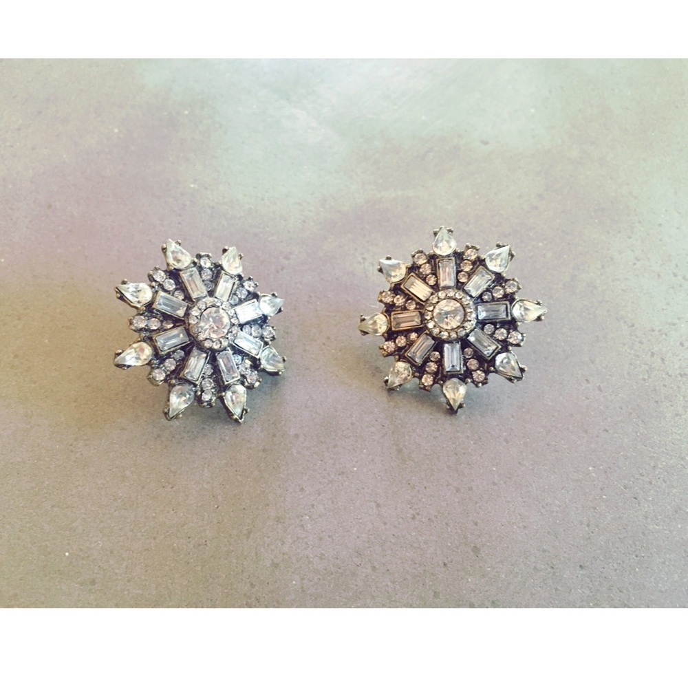 Beautiful flower silver earrings